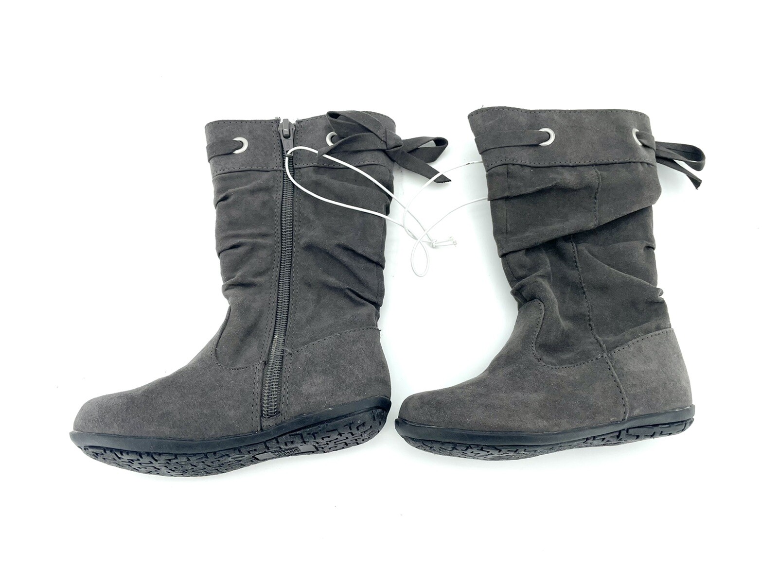 Harper Canyon Grey Faux Suede Little Girls Boots Lace Detail Sz 7 New SH01