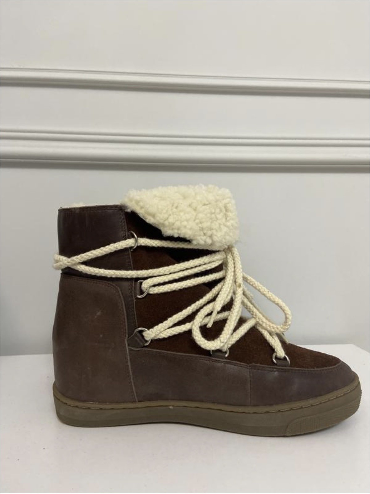 Isabel Marant Etoile Nowles Suede Leather Shearling  women Boots Camel UK 4/US 7