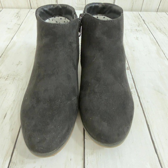 Cat & Jack Girl’s Black Faux Suede Ankle Boots Side Zip Size 1