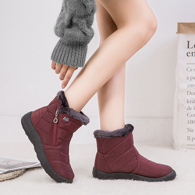 2026 Men Women Boots Waterproof Plush Snow Winter Warm Ankle Shoes Fur-lined