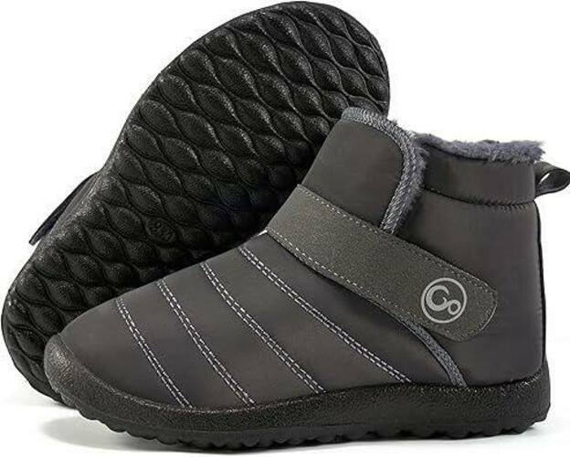 FUDYNMALC Girls Boys Winter Snow Boots – Comfortable Warm Gray SIZE 8.5