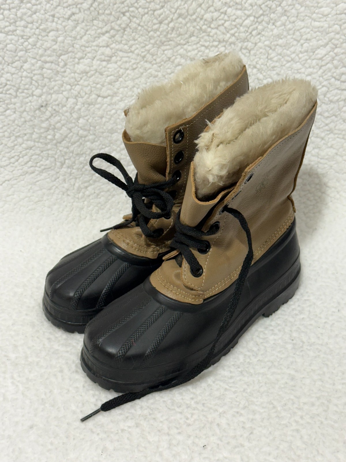 Sorel Winter Boots Brown Black Faux Fur Lined Women’s 4 Waterproof Duck