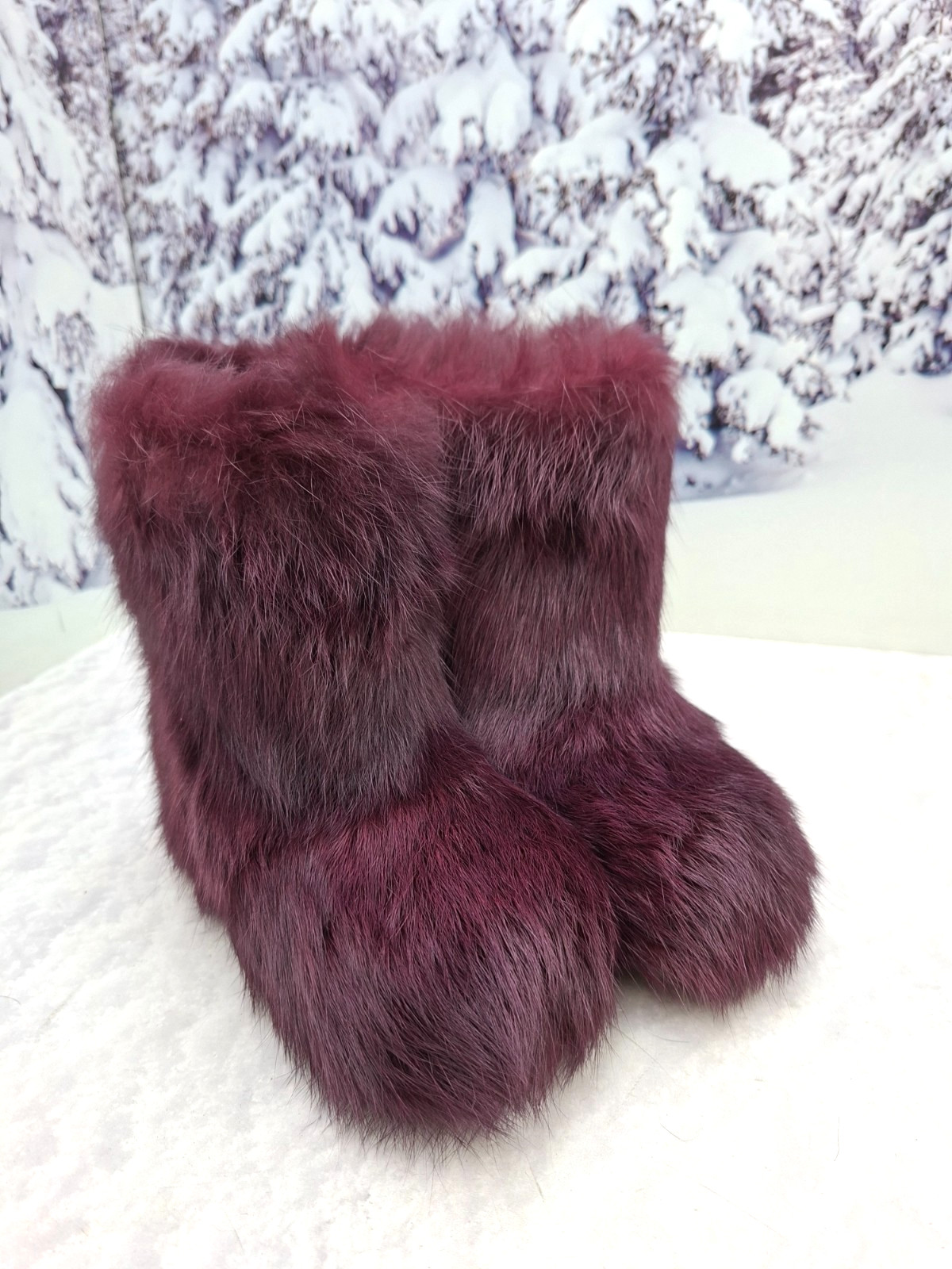 27 EU Violet kids fur winter boots cozy soft rabbit fur youth boots, girls boots