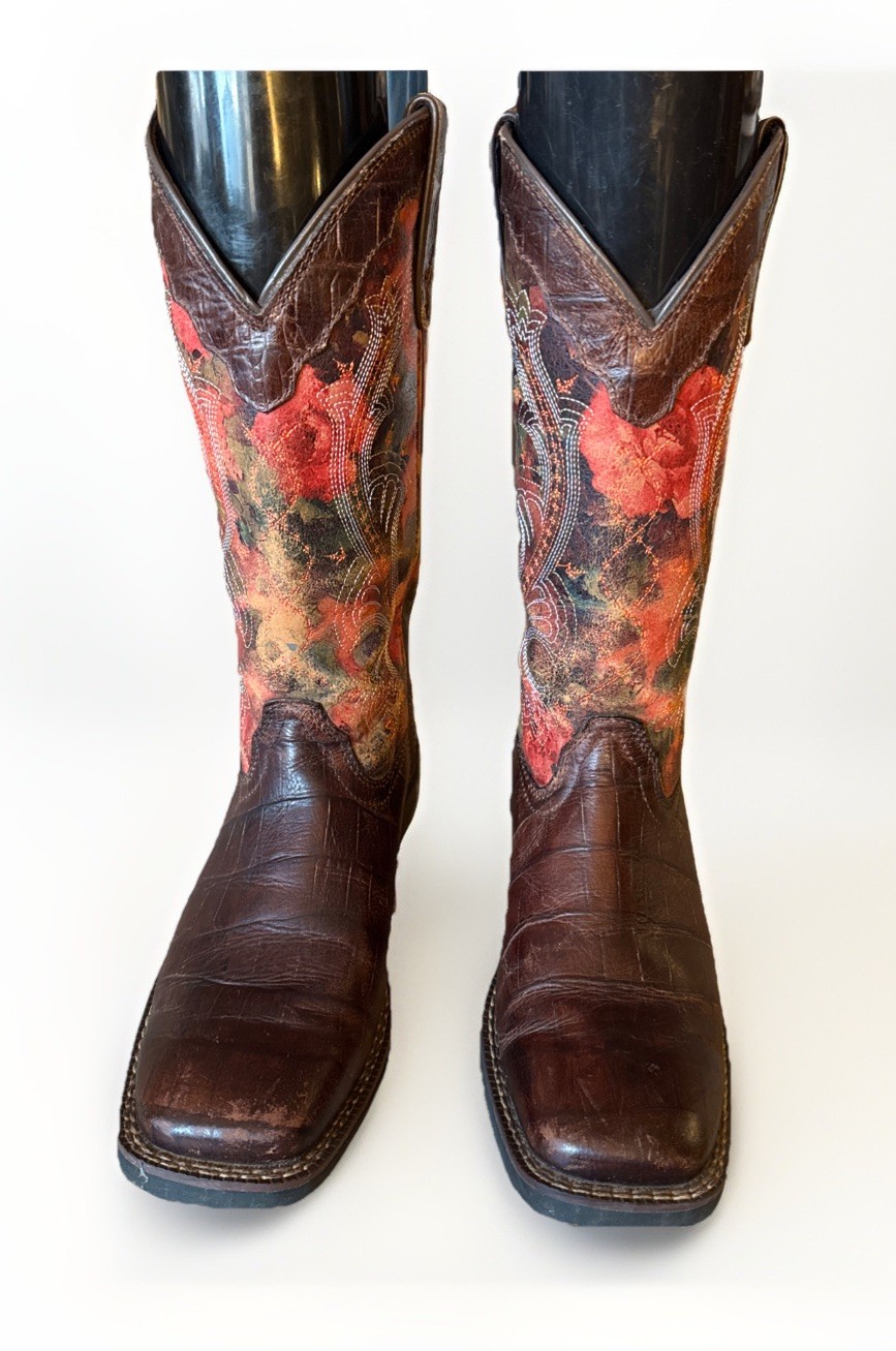 durango western cowgirl women Boots Brow Print Leather /Multicolored Sz 7.5