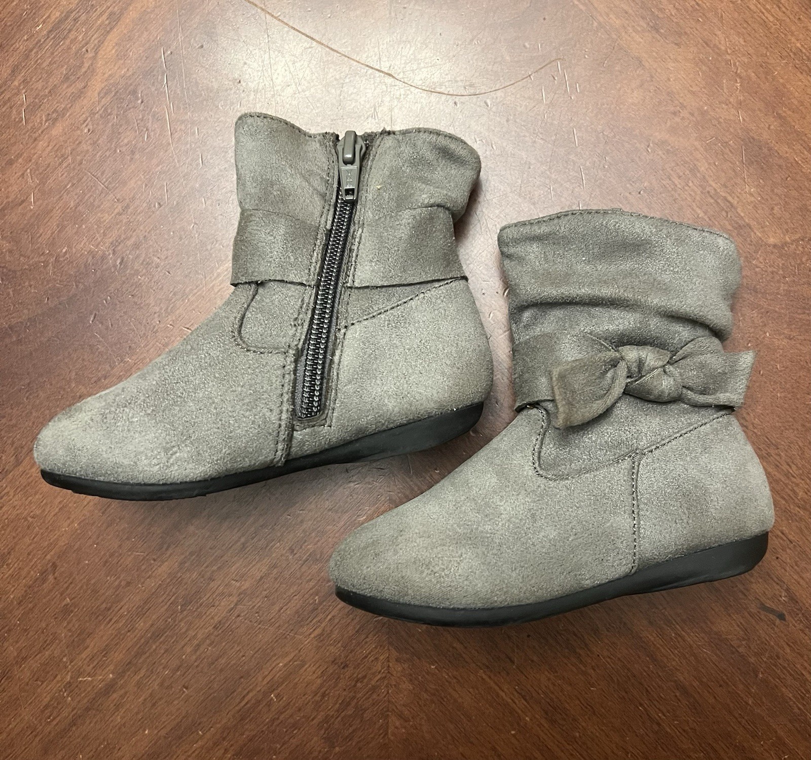 Toddler Girls Boots Slouch Bow Gray Size 7 Wonder Nation