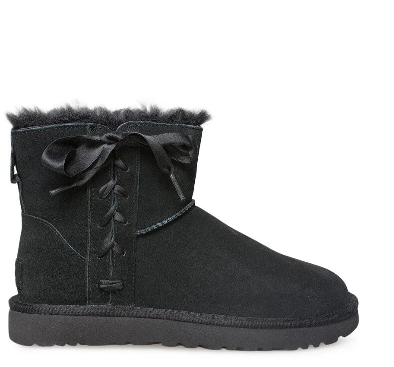 UGG LACE MINI WOMEN BOOTS SUEDE BLACK US 8 /UK 6 /EU 39
