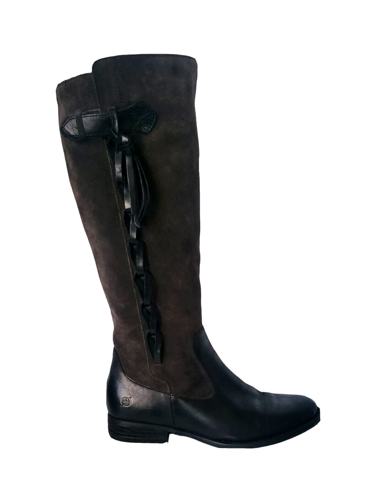 Born Cook Black/Dark Grey Leather Riding Women Boots Size 8 M