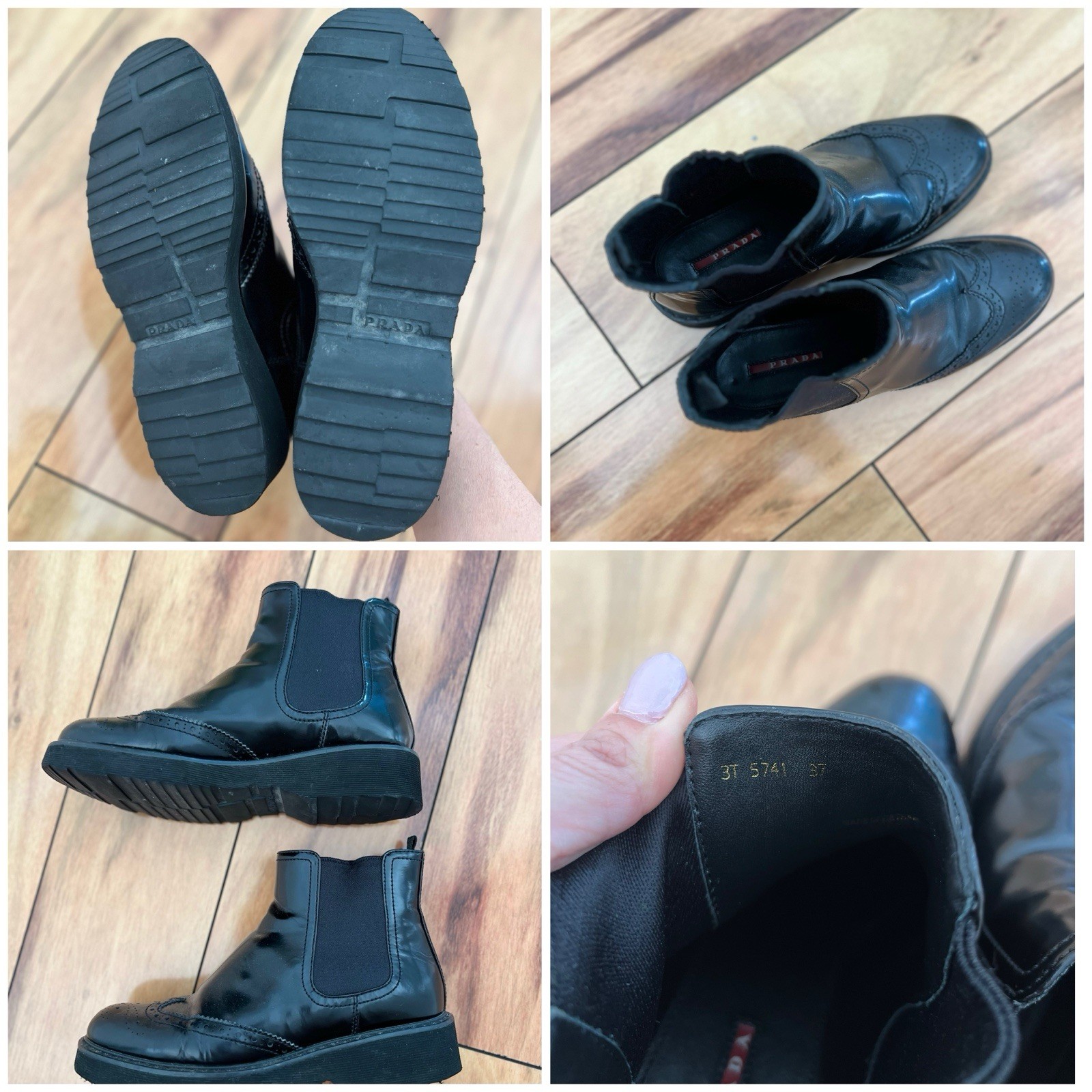 Prada Leather Women Boots Black Size 7 Great Conditions