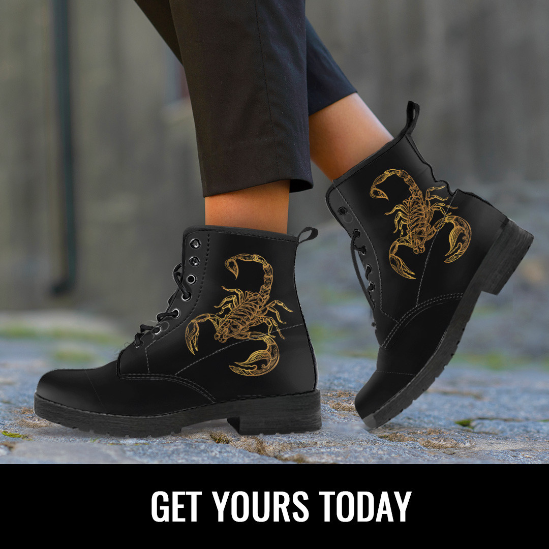 Scorpio Zodiac Women Boots, Scorpion Booties Lover Vegan Leather Shoes