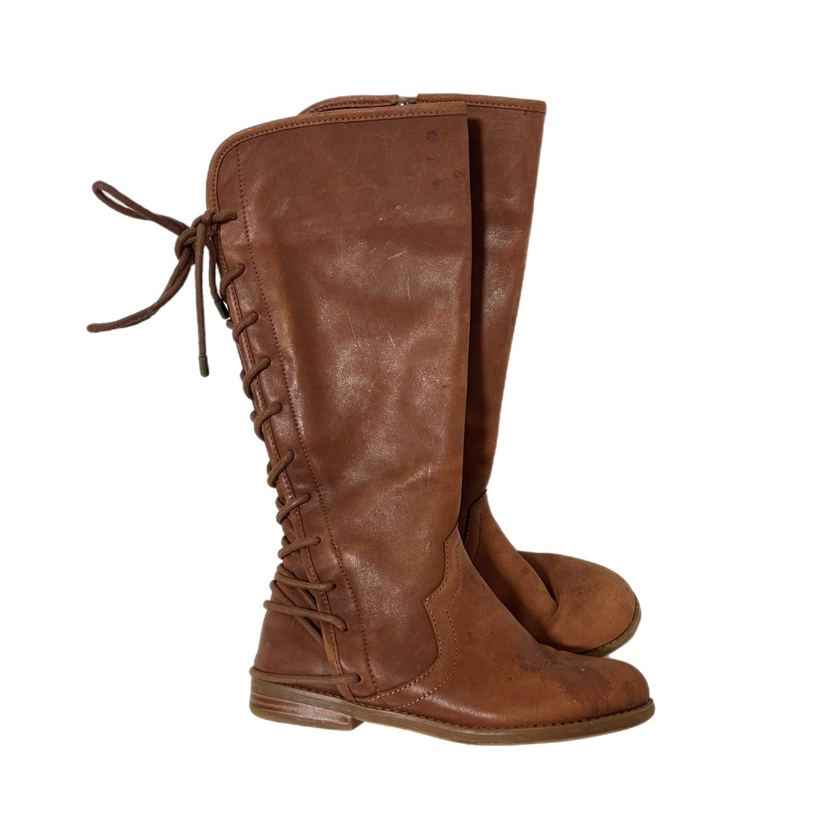 Gianni Bini GB Girls Boots Youth Girl Size 13 Leather Tall Brown Zip