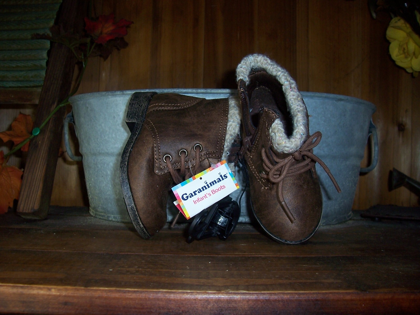 GARANIMALS GIRLS INFANT BOOTS SHOES SIZE 5 BROWN LACE UP CASUAL FORMAL NEW