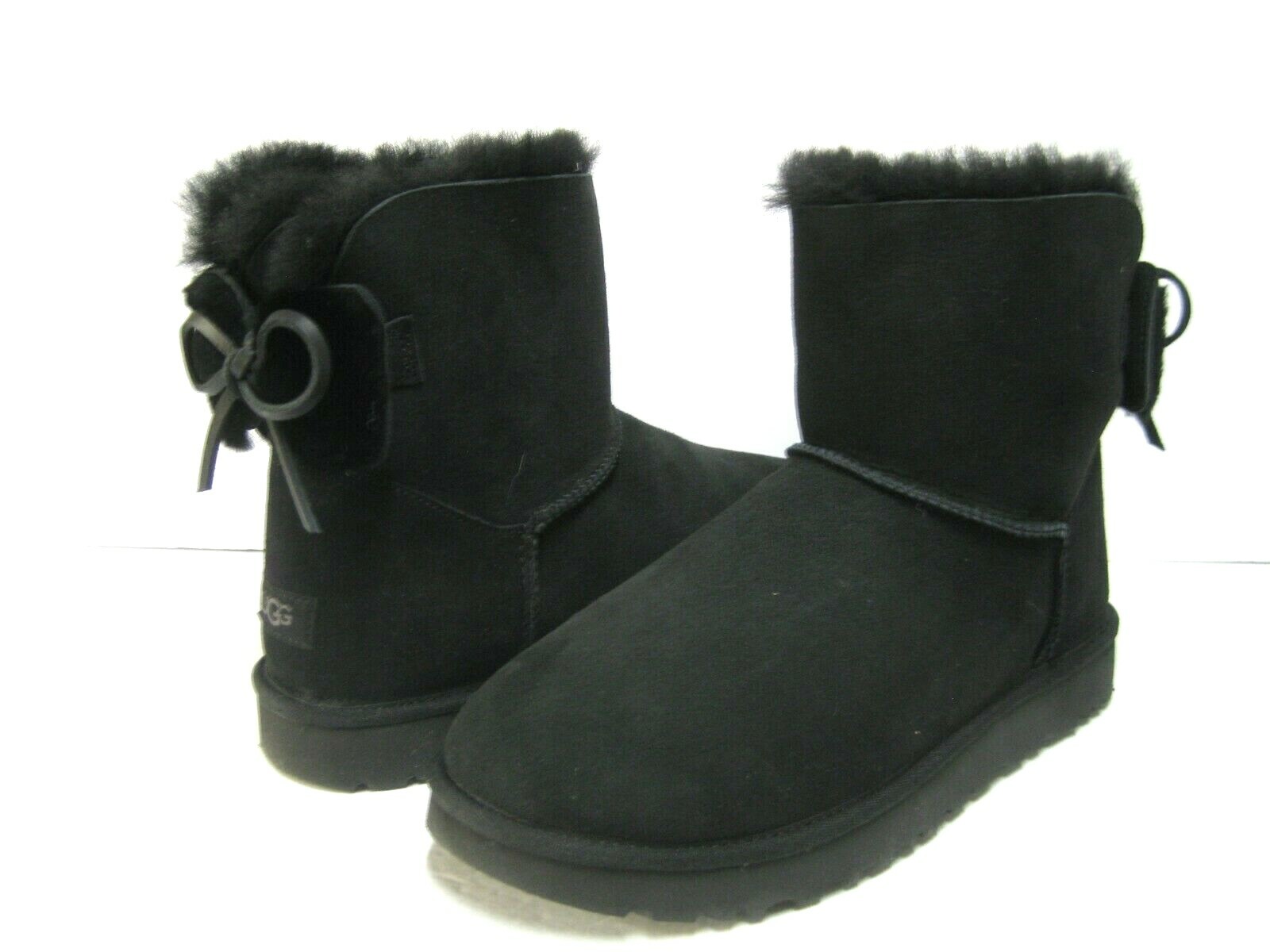 UGG CLASSIC MINI DOUBLE BOW WOMEN BOOTS SUEDE BLACK US 12 /UK 10 /EU 43