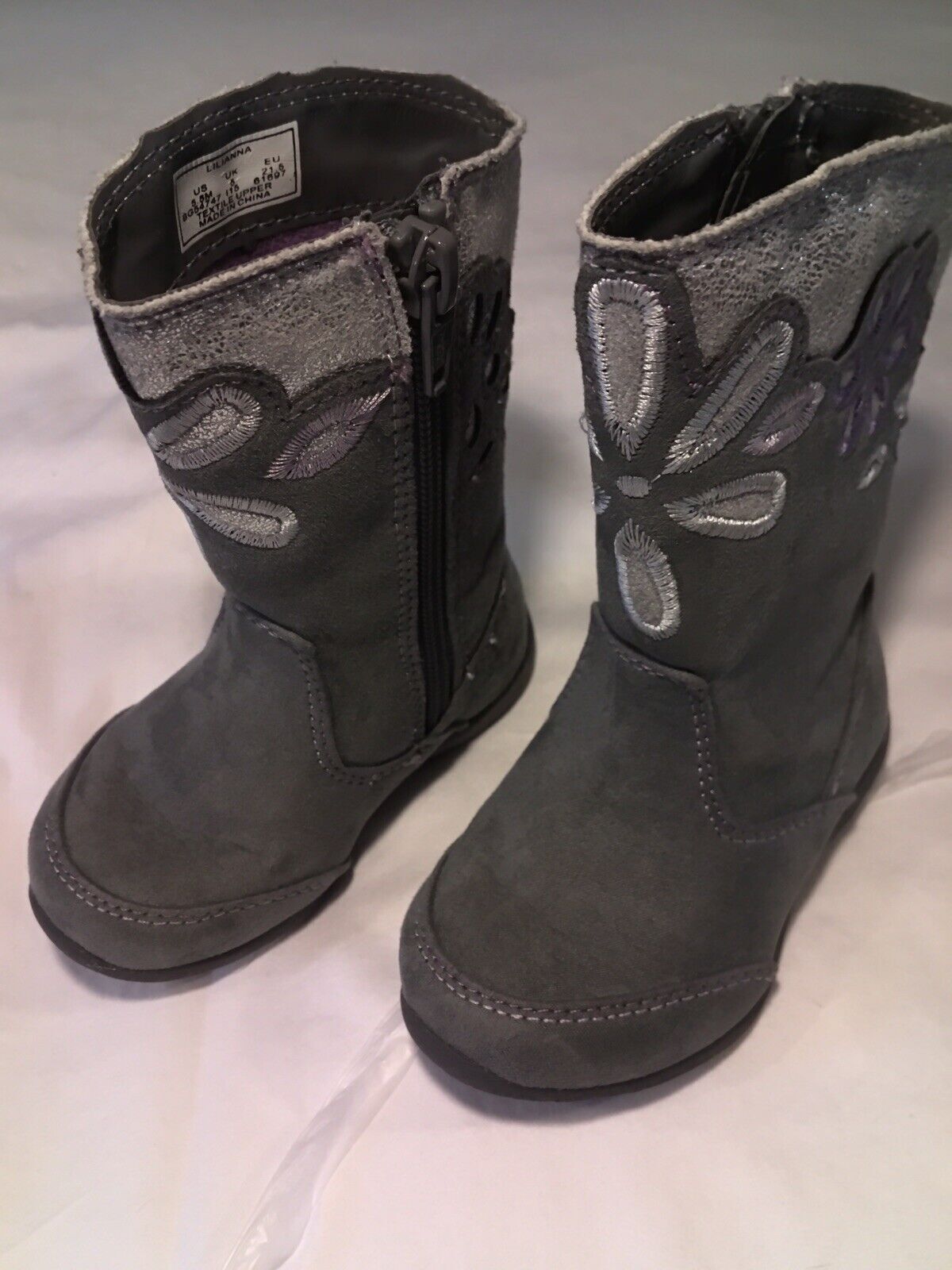 Lilliana Girls Boots 5.5 Floral Suede Lined Winter Casual