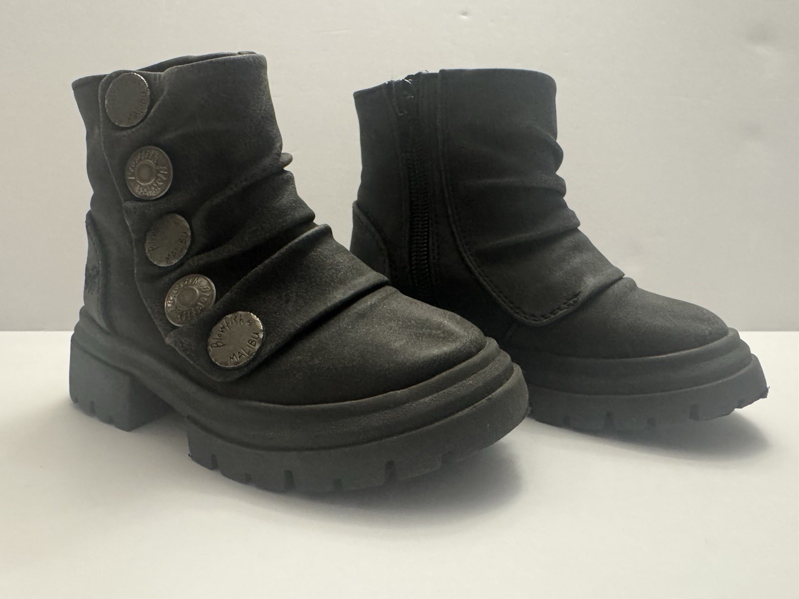 Blowfish Malibu Toddler Girls Boots Size 6 Black Chunky Combat Zip