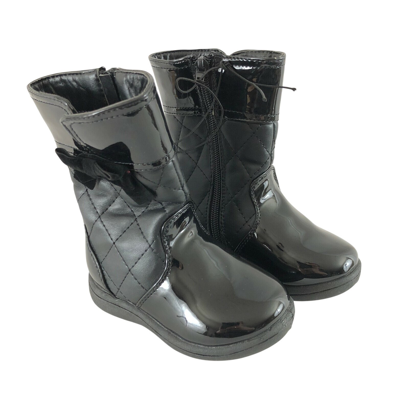 Simply Petals Toddler Girls Boots Faux  Leather Quilted Zipper Black Size 5