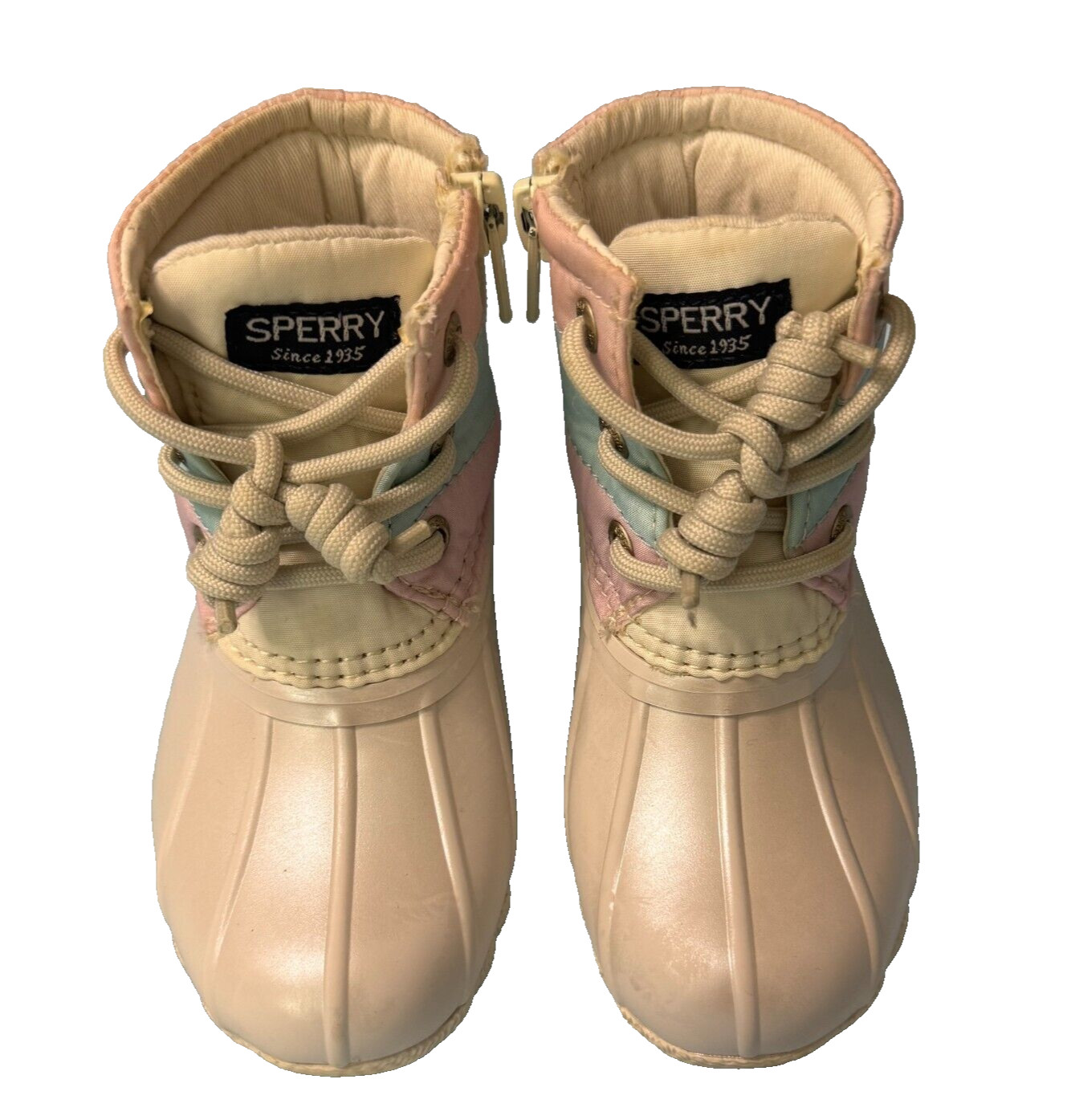 SPERRY Girls Boots Saltwater Duck Snow Rain Pastel Multi Boots Size 7M