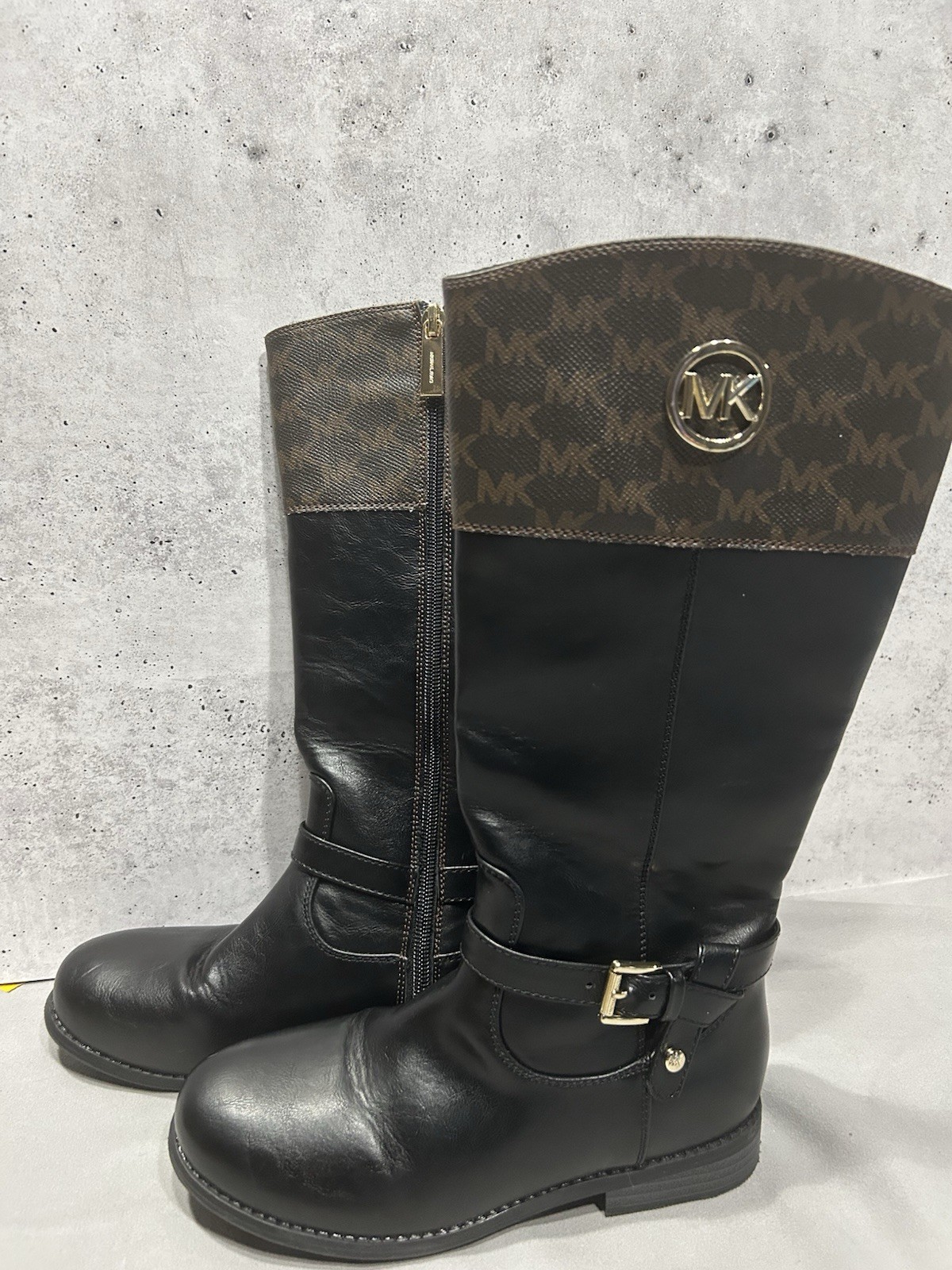 Michael Kors Girls Boots Black Brown size 2 Mid Calf Designer Luxury Kids Shoes