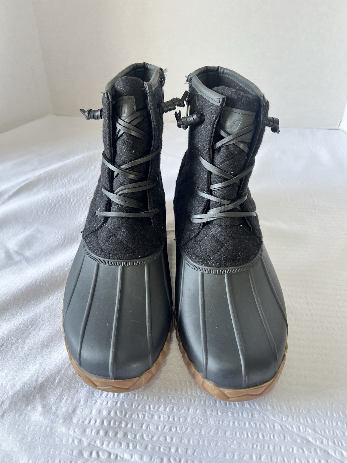 STQ Duck Boots for Women Waterproof Winter Black Quilted Snow Boots Size 10 EUC!