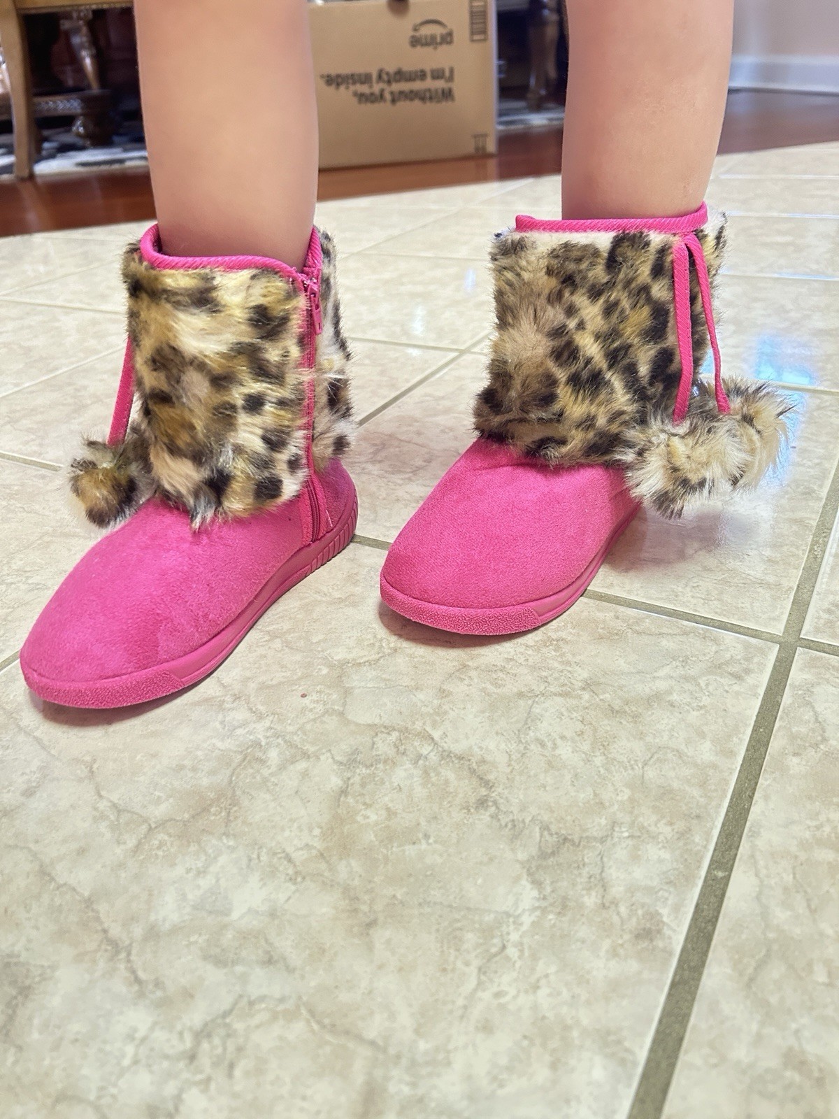 Toddler Little Girls Boots Warm Ankle Winter Fur Kids Cute Boots, Sizes 7-2
