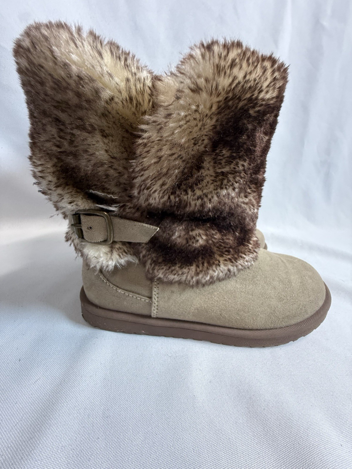 Girls Winter Boots ARIZONA Jeans Co Brown Faux Fur Lined Boots Size 2