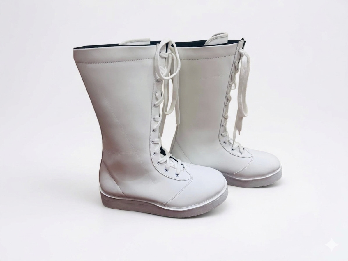 White Mid Calf Lace Up Boots Women Fashion Casual Combat Winter Shoes