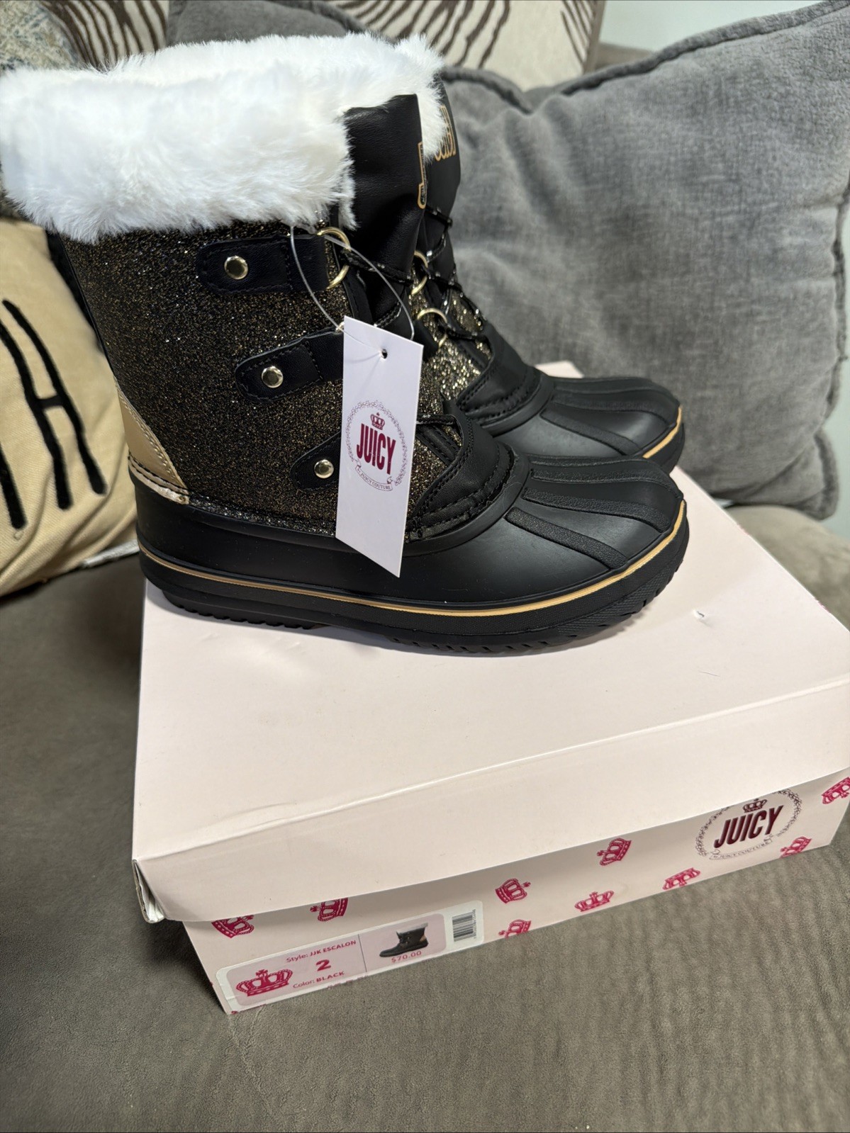Juicy Couture Girls Winter Boots Sz 2