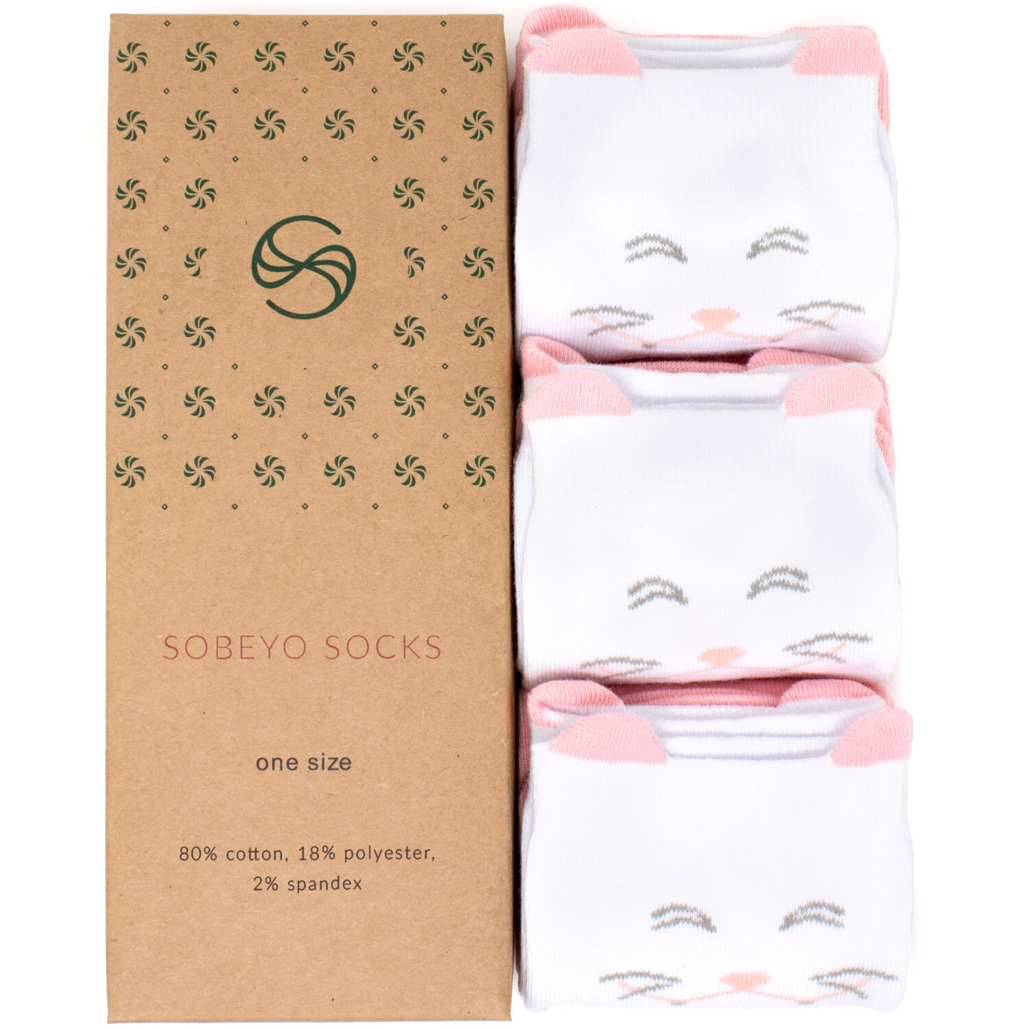 SOBEYO Girl’s Socks Knee High Soft Cotton Cute Cat Fashion Sock Pink
