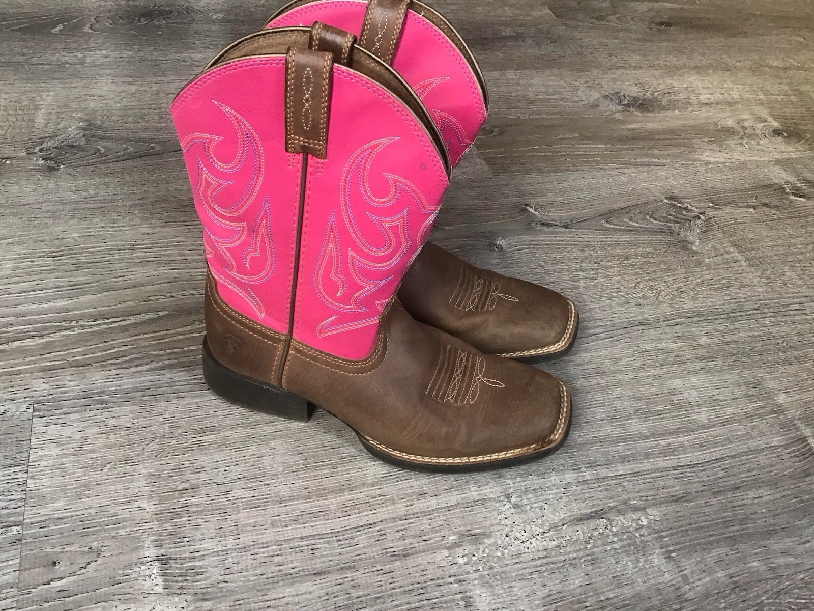 Ariat Girls Boots Firecatcher Size 3 Y Kids Cowgirl Boots Pink Brown #10029604