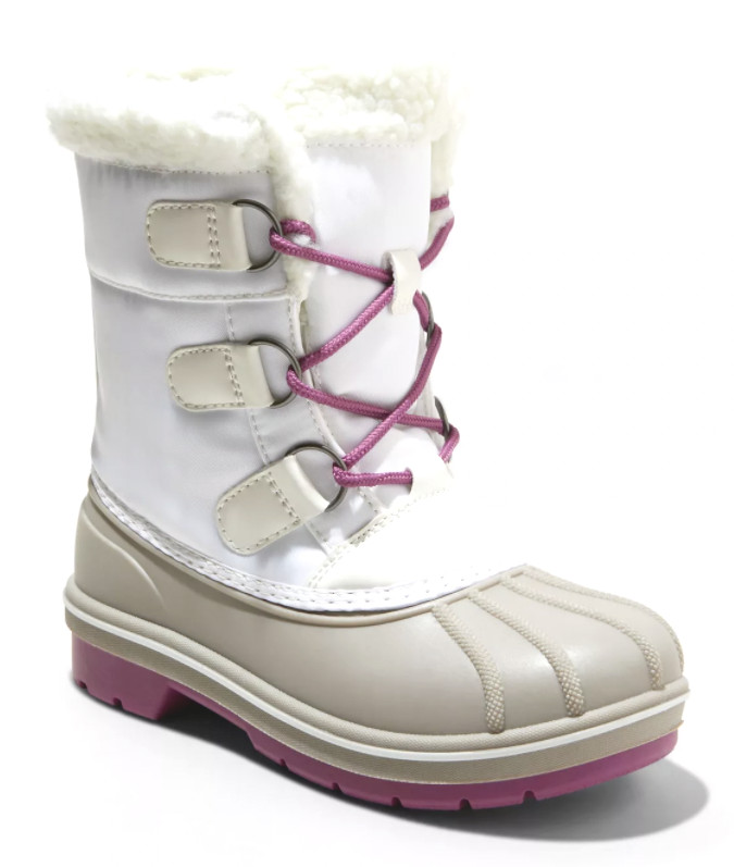 Cat & Jack Girls’ White Purple Magenta Roma Waterproof Thermolite Winter Boots