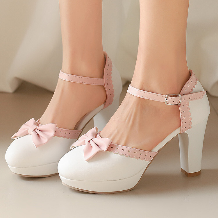 Spring 2025 Thick Heels Fashion High Heels Shoes Large Size Bow Hollow Sandals