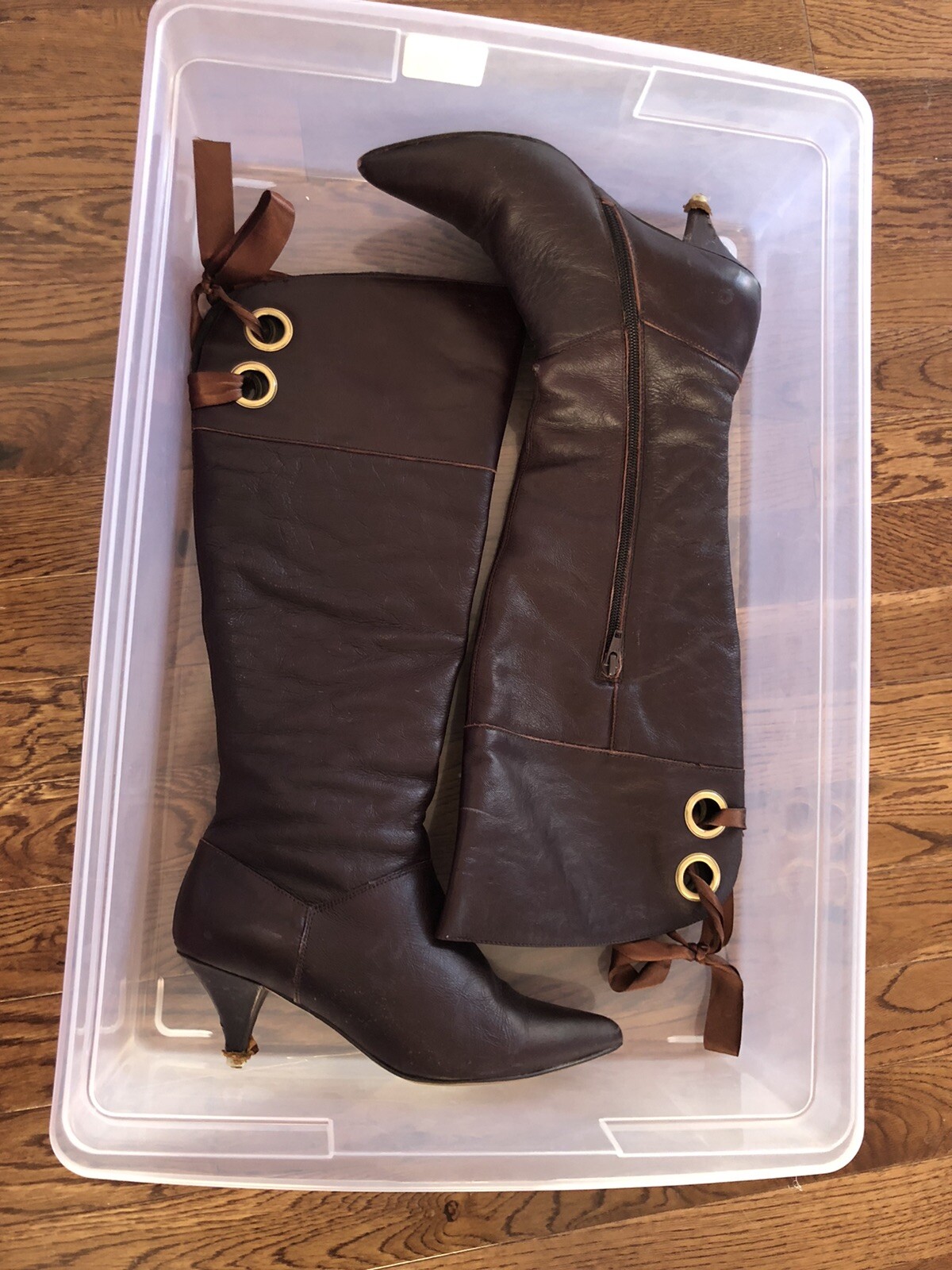 Aldo Marroon Leather Knee Bow High Women Heel Boots 6.5