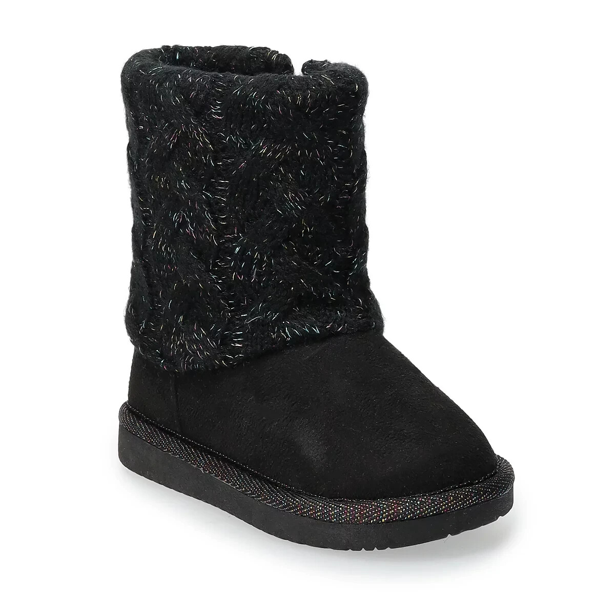 Jumping Beans Reagann Toddler Girls Winter Boots Zipper Sweater Design Black NIB