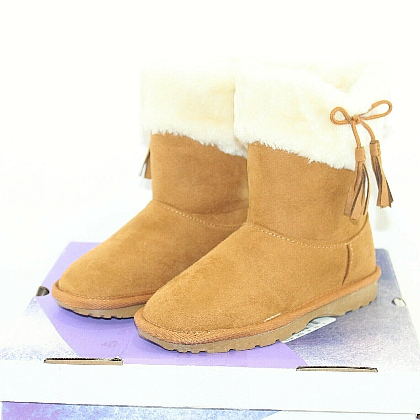 ARIZONA little girls ANNA winter boots multi shoe sizes brown faux suede up NEW