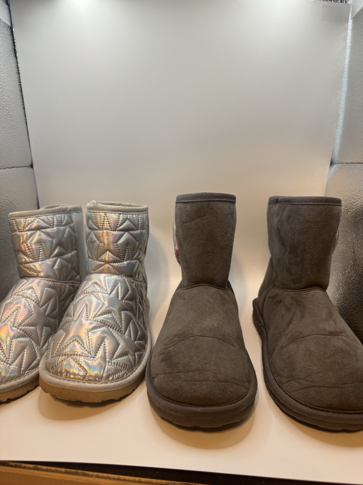 Silver Star & Gray Girls boots Bundle set, Pull On, Winter Children Place sz 3