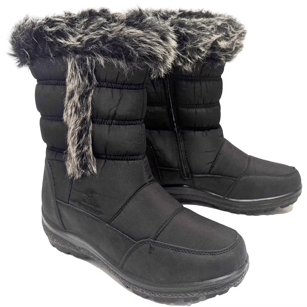 Women Winter Boots Cold Weather Fur Lined Zipper Snow Shoes, Black-9