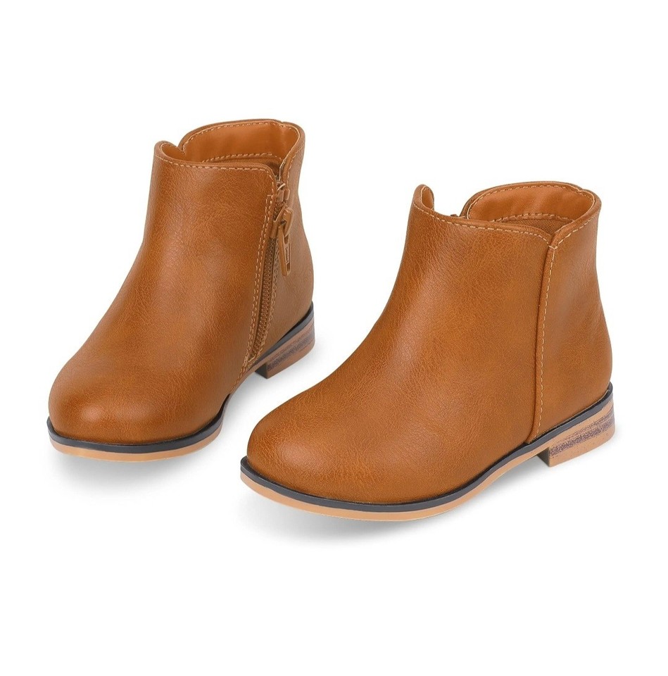 NCCB Girls Boots Low Heels Ankle Booties Slip-on boots for Toddler Girls