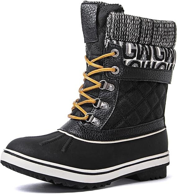 GLOBALWIN Women’s Waterproof Winter Snow Boots For Women 8.5, 1910 Black Print