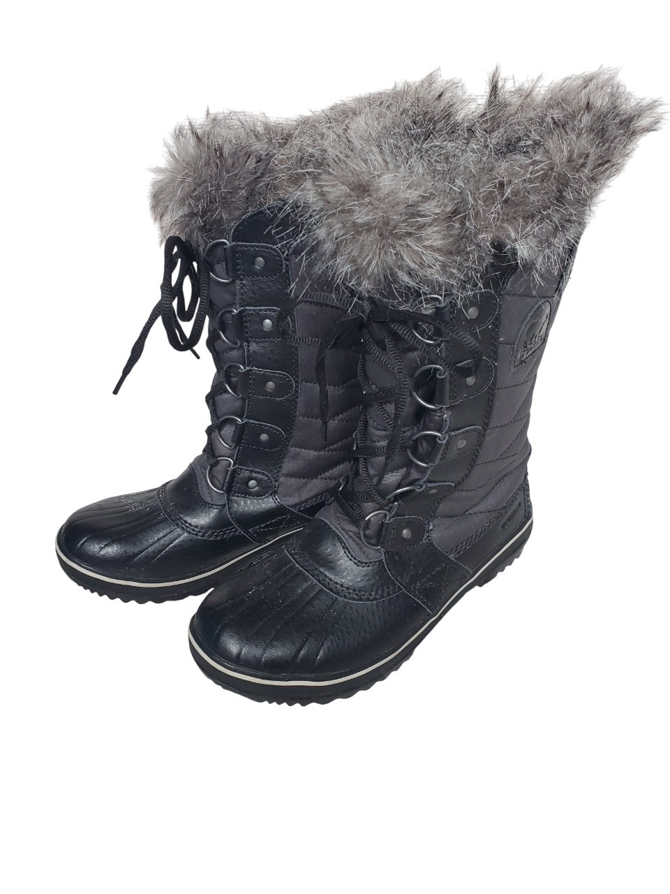 Sorel Women Winter Boots Tofino II Quilted Waterproof Faux Fur Black Size 6