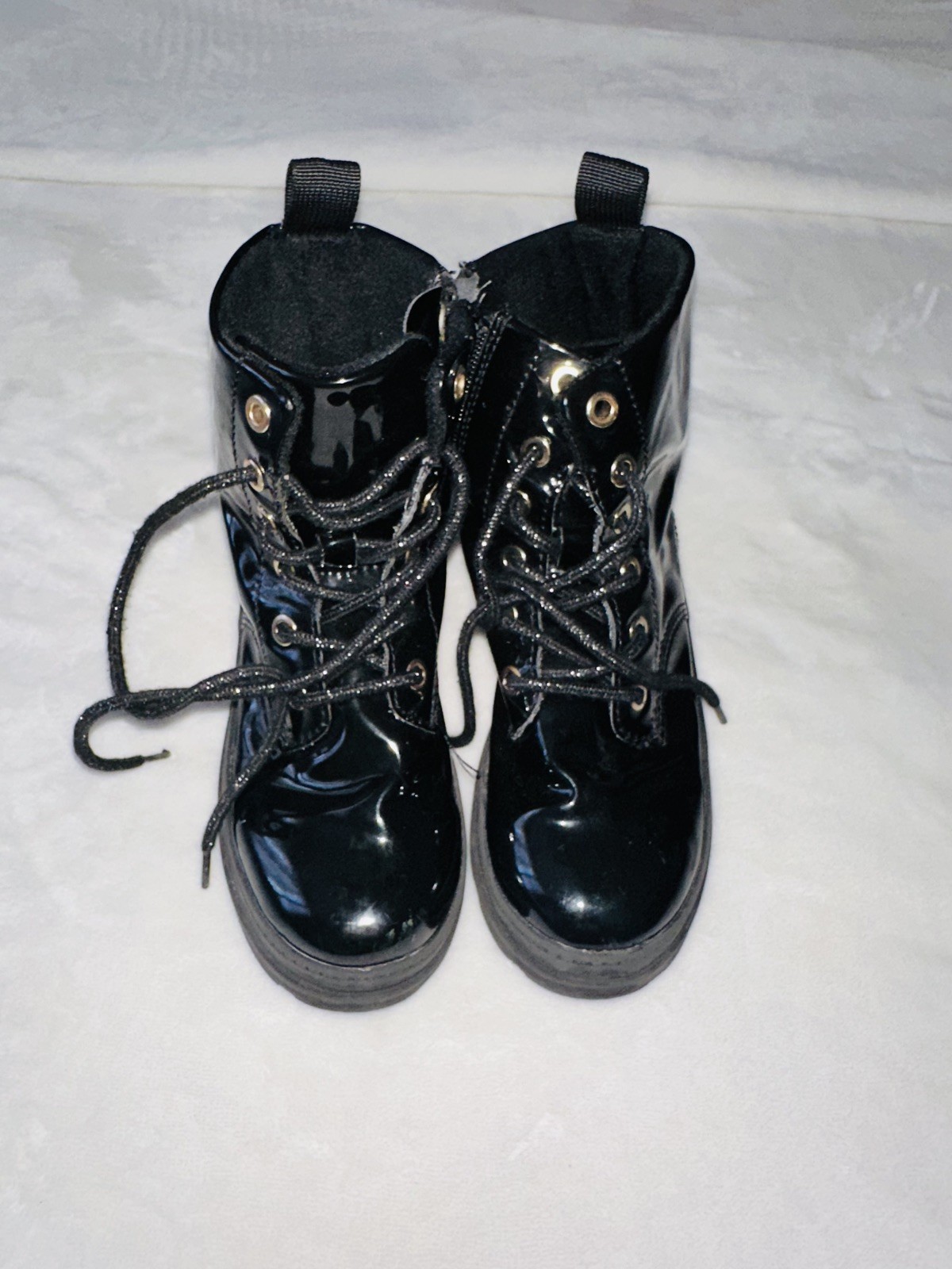 BNWT H&M Toddler Girls Boots Black Ankle Booties Shiny Shoes Size EU31
