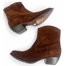 FRYE | 6.5 | Brown Suede Sacha Bootie (Women) Boots Pointed Toe Western *Rare