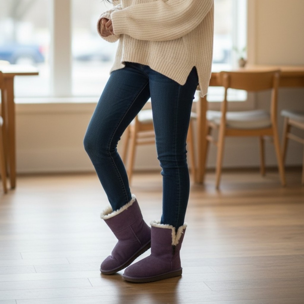 Koolaburra Purple girls Winter Boots with Cream Lining Size 1