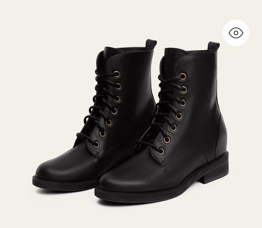Ulyana Sergeenko Black leather women boots with inner/hidden heel (about 1.6 in)
