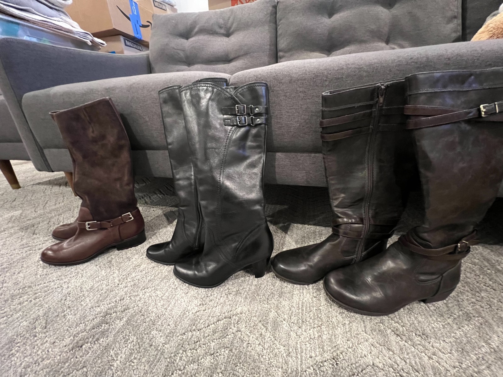 3 Long leather women boots lot (Ralth lauren, Clark, NaturalSoul by naturalizer)