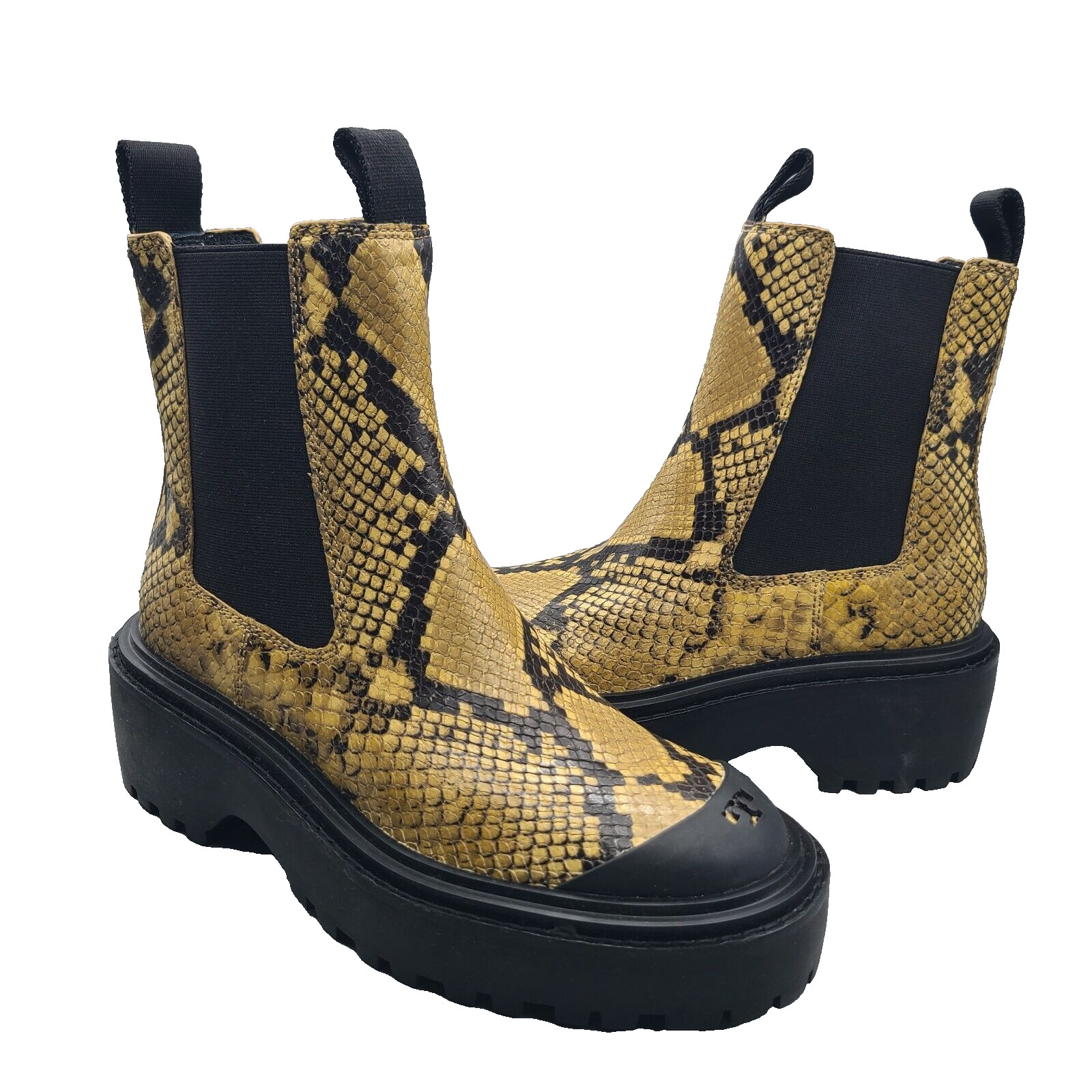 TORY BURCH Chelsea women boots snake embossed leather lug sole size 6 New $589