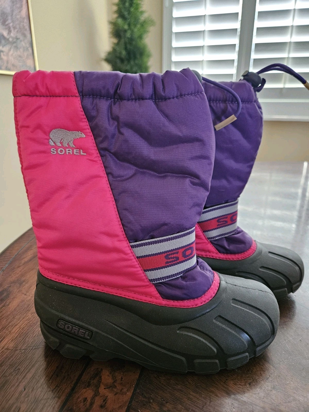 Sorel Cub Insulated Lined Waterproof Pink/Purple/Grey Girls Winter Boots Size 4