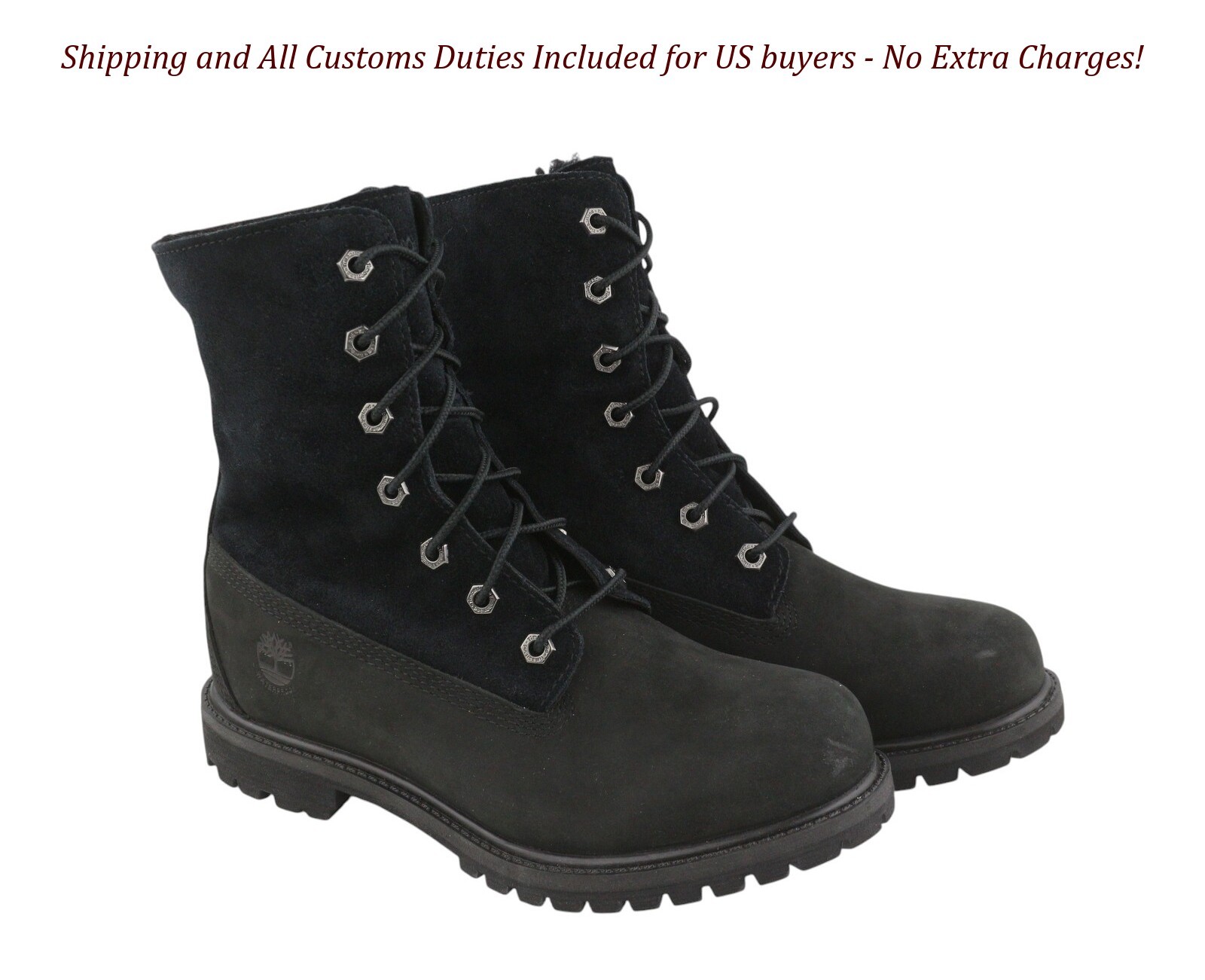 TIMBERLAND A4898 Women Winter Boots EU38 Black Leather Waterproof Anti-Fatigue –