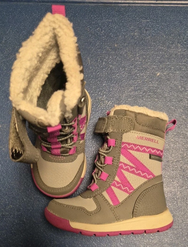 MERRELL Snow Crush 2.0 GIRLS Sz 5M Purple Gray Waterproof Leather Boot