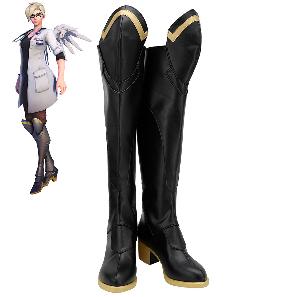 Dr. Ziegler Legendary Mercy Costume Shoes OW Cosplay Women Boots