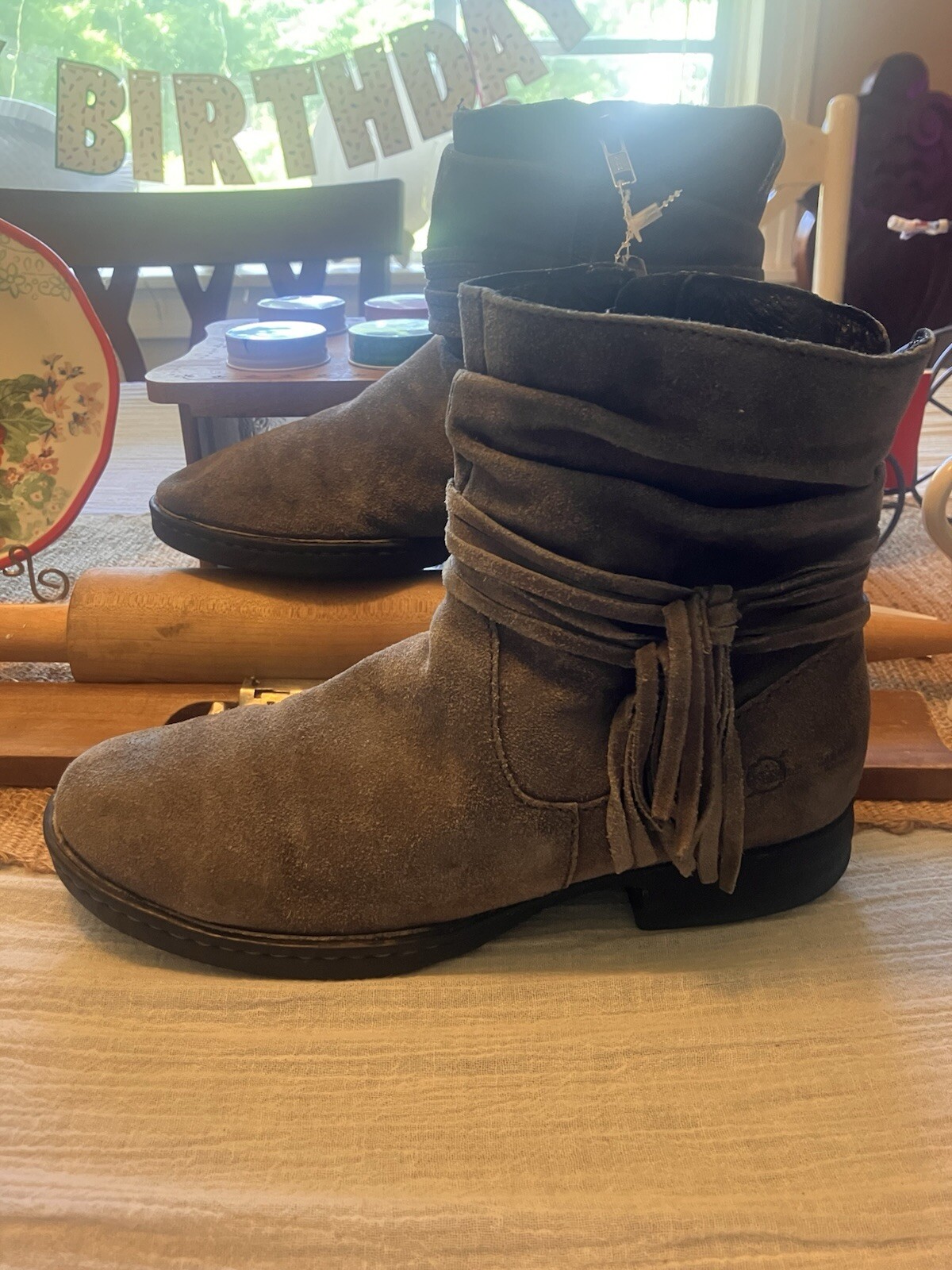 Born Brand Suede Brown/grey Born Brand Sz:7.5 Women Boots