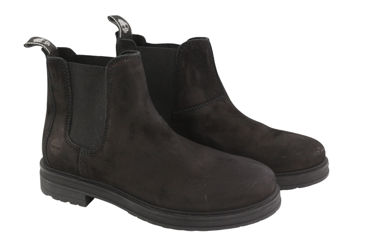 TIMBERLAND Women’s Boots UK4.5 EU37.5 Black Leather Almond Toe Chelsea Ankle